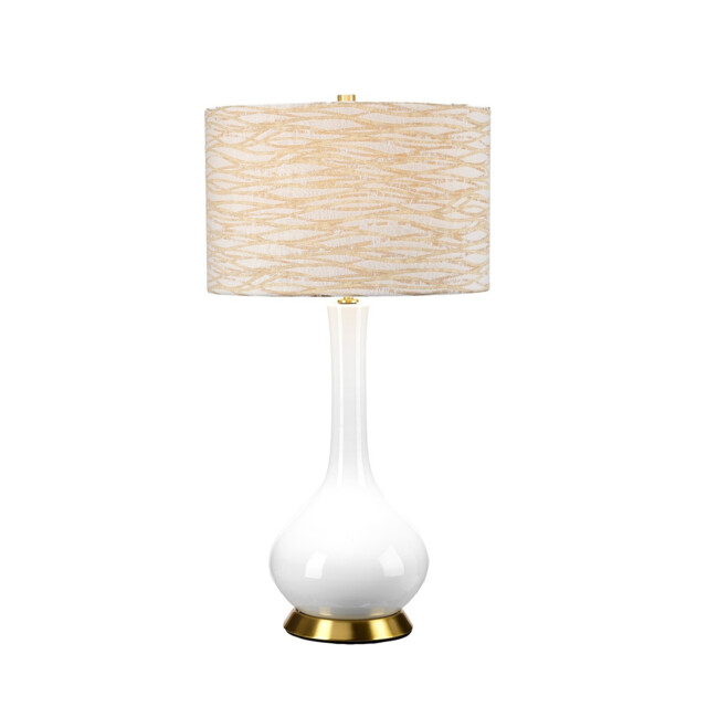 Milo Table Lamp with Round Shade, Aged Brass, White, Orange - image 1