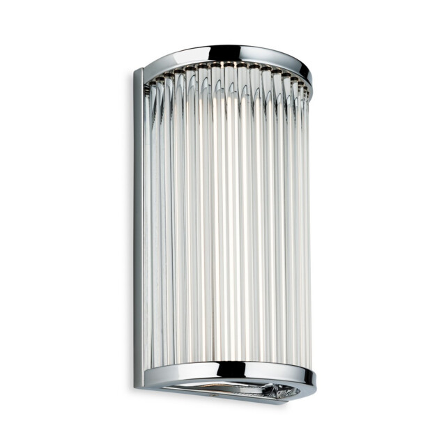 Jewel Integrated LED Bathroom Flush Wall Light Chrome with Clear Glass Rods IP44