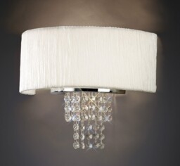 Nerissa Wall Lamp with White Shade 2 Light Polished Chrome, Crystal - thumbnail 2