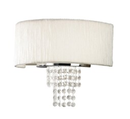 Nerissa Wall Lamp with White Shade 2 Light Polished Chrome, Crystal