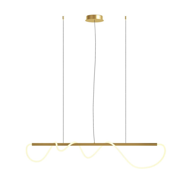 Maytoni Tau Modern Bar Pendant Ceiling Light Gold, 140cm Integrated LED 3000K