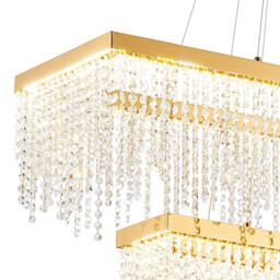 Bano Rectangular 2 Tier Dimmable Pendant 65W LED, 4000K, 5500lm, French Gold / Crystal Chain, 3yrs Warranty - thumbnail 5