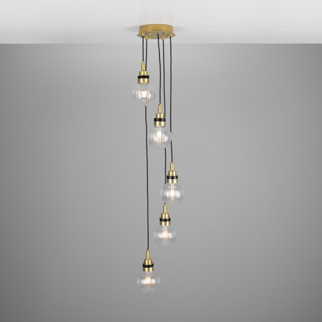 Seoul Outdoor 5 Light, Satin Brass, Prismatic Globe, IP65 - image 1