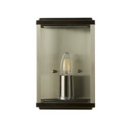 Box 1 Light Outdoor Garden Wall Light Satin Silver IP44, E27 - thumbnail 3