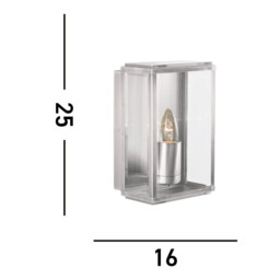 Box 1 Light Outdoor Garden Wall Light Satin Silver IP44, E27 - thumbnail 5