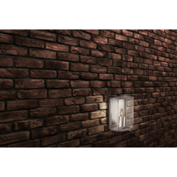Box 1 Light Outdoor Garden Wall Light Satin Silver IP44, E27 - thumbnail 2