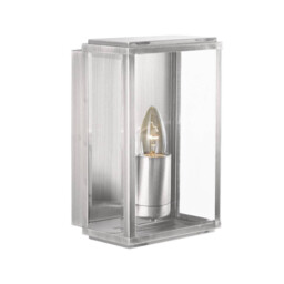 Box 1 Light Outdoor Garden Wall Light Satin Silver IP44, E27 - thumbnail 1