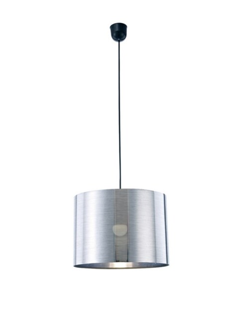 Dako Black Ceiling Pendant 1 Light E27 with 350 x 250mm Metallic Chrome Cylinder Shade - image 1