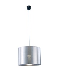 Dako Black Ceiling Pendant 1 Light E27 with 350 x 250mm Metallic Chrome Cylinder Shade - thumbnail 1