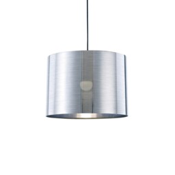 Dako Black Ceiling Pendant 1 Light E27 with 350 x 250mm Metallic Chrome Cylinder Shade - thumbnail 5