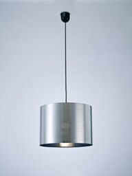Dako Black Ceiling Pendant 1 Light E27 with 350 x 250mm Metallic Chrome Cylinder Shade - thumbnail 2