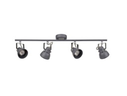 Laurens Adjustable Bar Spotlight, 4 x GU10 (Max 10W LED), Matt Grey, Polished Chrome - thumbnail 3