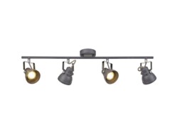 Laurens Adjustable Bar Spotlight, 4 x GU10 (Max 10W LED), Matt Grey, Polished Chrome - thumbnail 1