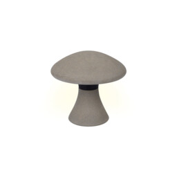 Taos Small Mushroom Bollard, 6.5W LED, 3000K, 490lm, IP65, Dark Grey Cement, 3yrs Warranty - thumbnail 1