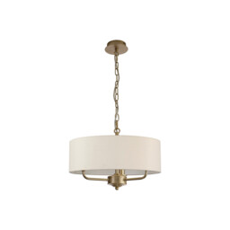 Banyan 3 Light Multi Arm Pendant With 45cm x 15cm Faux Silk Fabric Shade Champagne Gold/Ivory Pearl - thumbnail 5