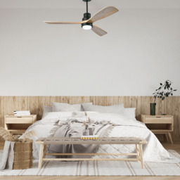 Aurion Ceiling Fan Black Matt - Natural Wood Blades LED 300040006000K - thumbnail 3