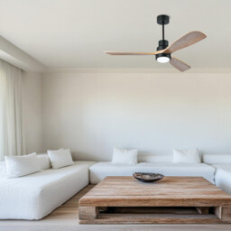 Aurion Ceiling Fan Black Matt - Natural Wood Blades LED 300040006000K - thumbnail 2