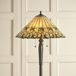 Jamelia 2 Light Floor Lamp Tiffany Glass, Dark Bronze Paint with Highlights, E27 - thumbnail 3