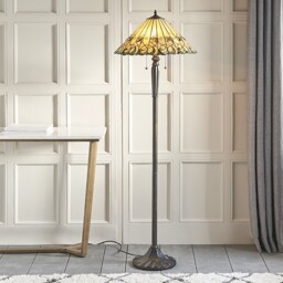 Jamelia 2 Light Floor Lamp Tiffany Glass, Dark Bronze Paint with Highlights, E27 - thumbnail 2