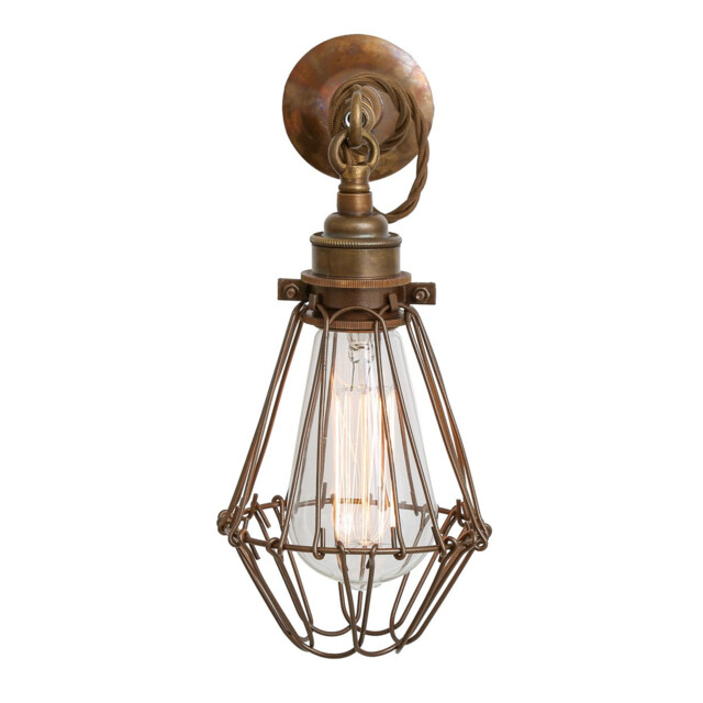Edom Wall Light, Antique Brass, Bronze Cage - image 1