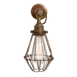 Edom Wall Light, Antique Brass, Bronze Cage - thumbnail 1