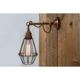 Edom Wall Light, Antique Brass, Bronze Cage - thumbnail 2