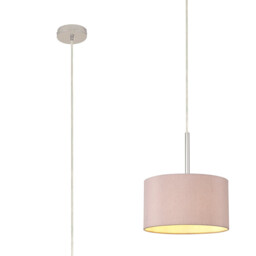Baymont Polished Chrome E27 Universal Single Pendant With 30cm x 17cm Dual Faux Silk Shade, Taupe/Halo Gold