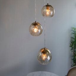 Dimple Modern Cluster 3 Light Pendant Brushed Brass, Champagne Glass Shade - thumbnail 5