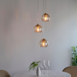 Dimple Modern Cluster 3 Light Pendant Brushed Brass, Champagne Glass Shade - thumbnail 2