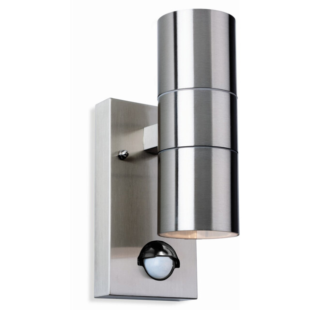 Colt 2 Light Outdoor Up Down Wall Light Light, PIR Stainless Steel IP44, GU10