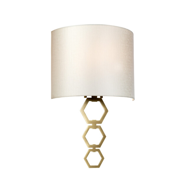 Clark Medium 1 Light Wall Light, Aged Brass, Ivory Faux Silk Shade - image 1