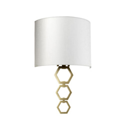Clark Medium 1 Light Wall Light, Aged Brass, Ivory Faux Silk Shade - thumbnail 2