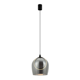 Eclipsea Dome Pendant Ceiling Light Black Matt -Smoked Glass LED 3000K - thumbnail 1