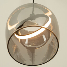 Eclipsea Dome Pendant Ceiling Light Black Matt -Smoked Glass LED 3000K - thumbnail 2