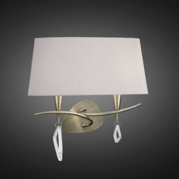 Mara Wall Lamp 2 Light E14, Antique Brass With Ivory White Shade - thumbnail 2