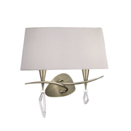 Mara Wall Lamp 2 Light E14, Antique Brass With Ivory White Shade