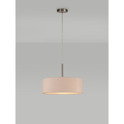 Baymont Satin Nickel 5 Light E27 Single Pendant, With 45cm x 15cm Dual Faux Silk Shade, Nude Beige/Moonlight - thumbnail 2