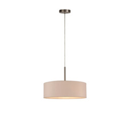 Baymont Satin Nickel 5 Light E27 Single Pendant, With 45cm x 15cm Dual Faux Silk Shade, Nude Beige/Moonlight - thumbnail 5