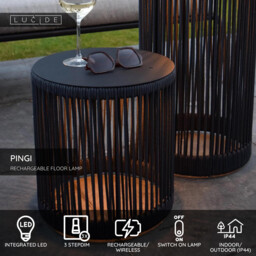 Lucide PINGI - Rechargeable Floor lamp Indoor/Outdoor - Battery pack - Ø 33,5 cm- LED 3 StepDim - 1x3W 3000K - IP44 - Black - thumbnail 2