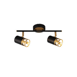 Phelps 2 Light Linear Bar SpotFitting GU10, Black, Painted Gold - thumbnail 1