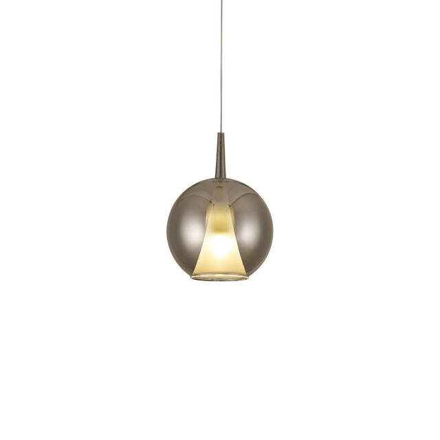 Elsa Assembly Pendant (WITHOUT PLATE) With Round Shade, 1 Light E27, Chrome Glass With Frosted Inner Cone - image 1