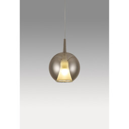 Elsa Assembly Pendant (WITHOUT PLATE) With Round Shade, 1 Light E27, Chrome Glass With Frosted Inner Cone - thumbnail 2