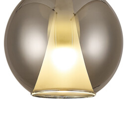 Elsa Assembly Pendant (WITHOUT PLATE) With Round Shade, 1 Light E27, Chrome Glass With Frosted Inner Cone - thumbnail 5