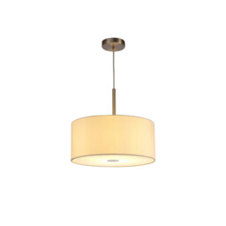 Baymont Satin Nickel E27 Single Pendant With 40cm x 18cm Faux Silk Shade, Ivory Pearl/White Laminate - thumbnail 5