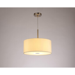 Baymont Satin Nickel E27 Single Pendant With 40cm x 18cm Faux Silk Shade, Ivory Pearl/White Laminate - thumbnail 2