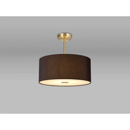Baymont Antique Brass 3 Light E27 Semi Flush With 40cm x 18cm Faux Silk Shade, Black/White Laminate - thumbnail 2