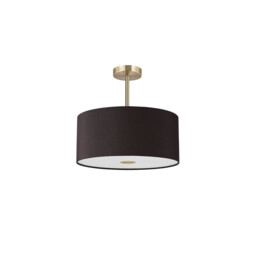 Baymont Antique Brass 3 Light E27 Semi Flush With 40cm x 18cm Faux Silk Shade, Black/White Laminate - thumbnail 5