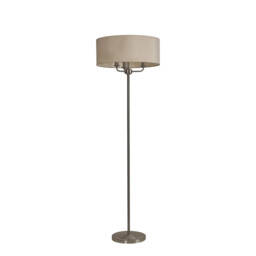 Banyan 3 Light Switched Floor Lamp With 50cm x 20cm Faux Silk Shade, Ivory Pearl/White Laminate Satin Nickel - thumbnail 5