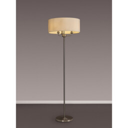 Banyan 3 Light Switched Floor Lamp With 50cm x 20cm Faux Silk Shade, Ivory Pearl/White Laminate Satin Nickel - thumbnail 2