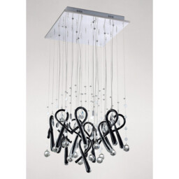 Class Pendant Square 10 Light G4 Polished Chrome/Black Glass/Crystal, NOT LED/CFL Compatible - thumbnail 2